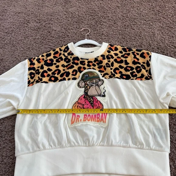 Death Row Records Cropped Leopard Velour Crewneck Sweatshirt Dr Bombay M NEW - Picture 11 of 12